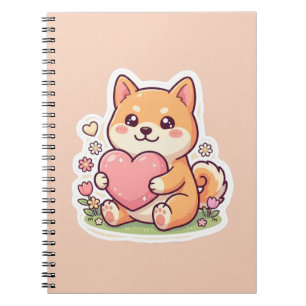 Cute Kawaii Shiba Inu Hond Hart Spiraal Notebook Notitieboek