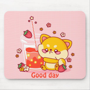 Cute Kawaii Shiba Inu Pink Mousepad Muismat