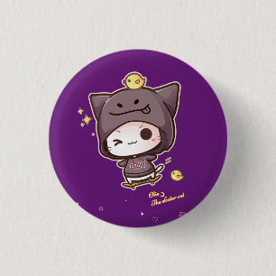 Cute kawaii skatkat met hooi ronde button 3,2 cm