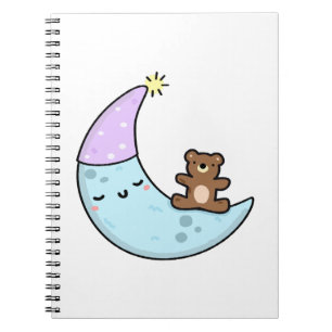 Cute Kawaii Sleepy Moon Notitieboek