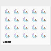 Cute Kawaii Sleepy Moon Ronde Sticker (Vel)