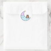 Cute Kawaii Sleepy Moon Ronde Sticker (Tas)