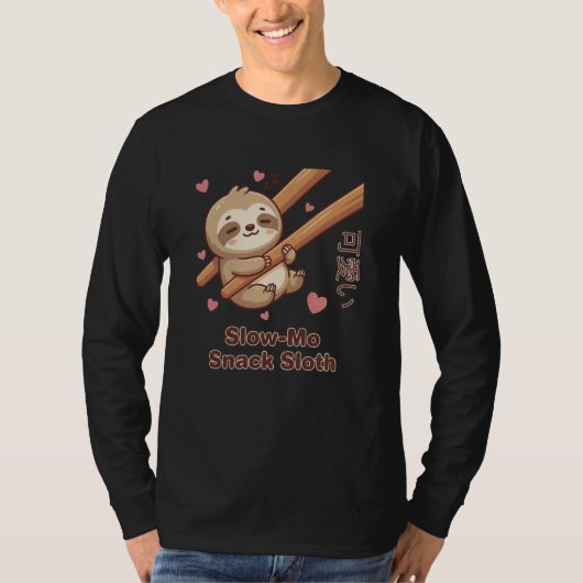 Cute Kawaii Sloth Chopstick Dumpling Cute Meme T-shirt (Voorkant)