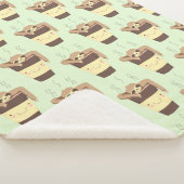 Cute Kawaii Sloth in Coffee Cup Sherpa Deken (3/4)