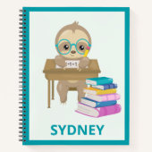 Cute Kawaii Sloth School Personalized Sketching Notitieboek (Voorkant)