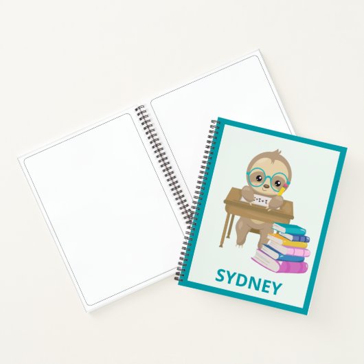 Cute Kawaii Sloth School Personalized Sketching Notitieboek (Binnen)