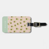 Cute Kawaii Smiling Avocado Pattern Personalized Bagagelabel (Voorkant horizontaal)