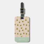 Cute Kawaii Smiling Avocado Pattern Personalized Bagagelabel (Voorkant verticaal)