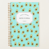 Cute Kawaii Smiling Avocado Pattern Personalized Planner (Voorkant)