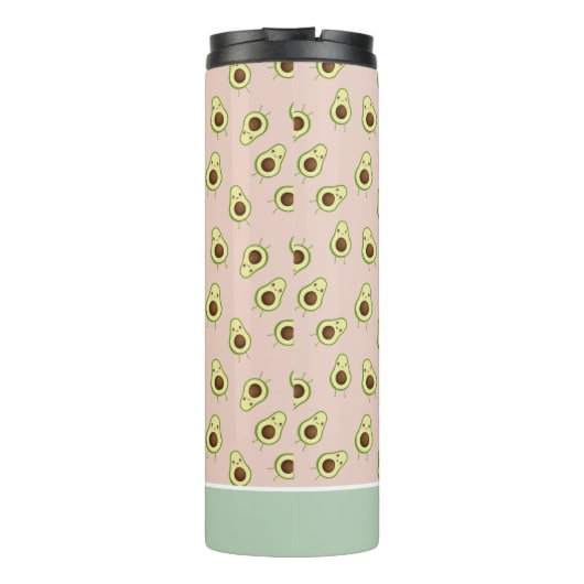 Cute Kawaii Smiling Avocado Pattern Personalized Thermosbeker (Achterkant)