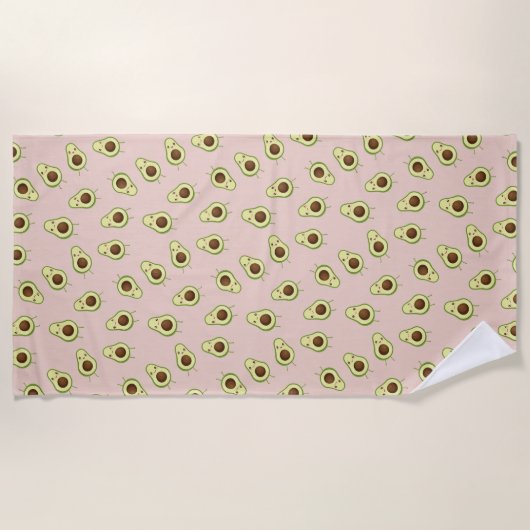 Cute Kawaii Smiling Avocado Pattern Strandlaken (Voorkant)