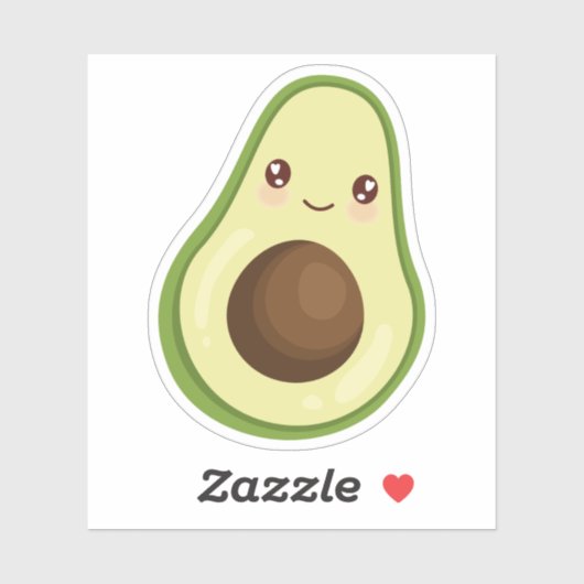 Cute Kawaii Smiling Avocado Sticker (Vel)