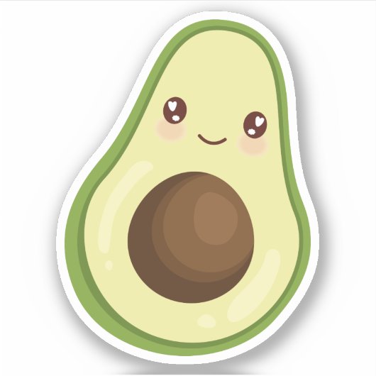 Cute Kawaii Smiling Avocado Sticker (Voorkant)