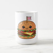 Cute Kawaii Smiling Cheeseburger Illustration Koffiemok (Center)
