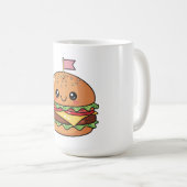 Cute Kawaii Smiling Cheeseburger Illustration Koffiemok (Voorkant rechts)
