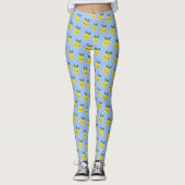 Cute Kawaii Smiling Lemon Pattern Leggings (Voorkant)