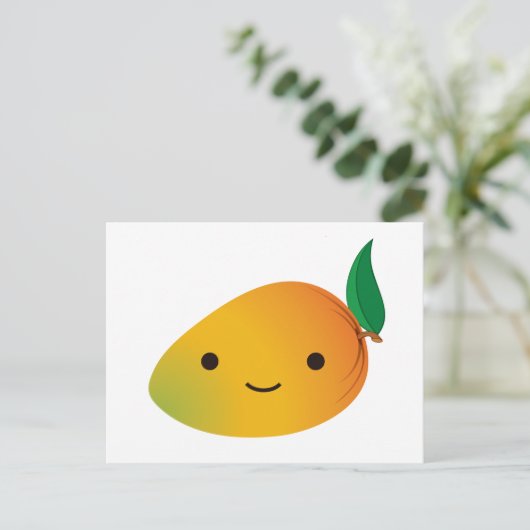 Cute Kawaii Smiling Mango Briefkaart (Staand voorkant)