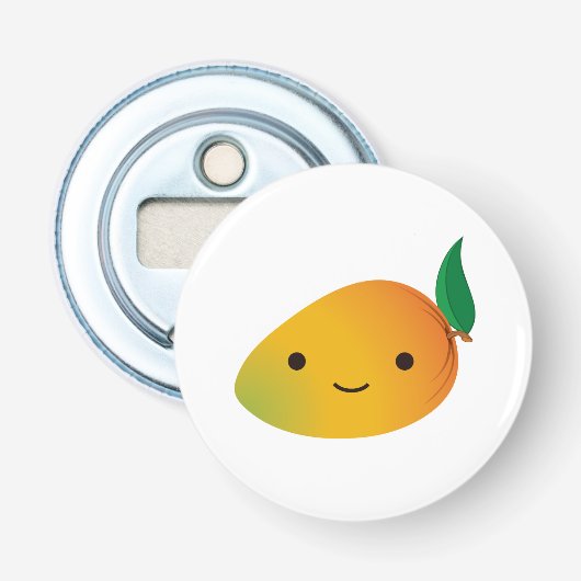 Cute Kawaii Smiling Mango Button Flesopener (Voorkant)