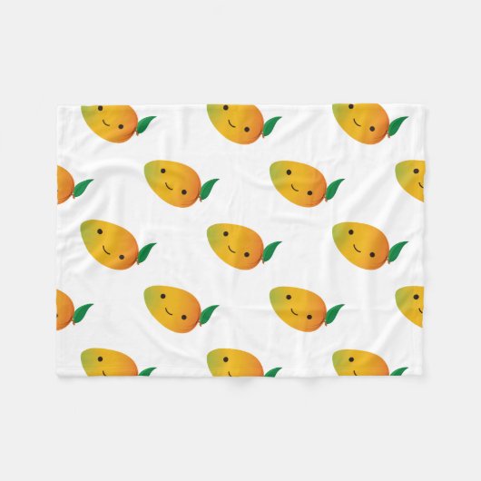 Cute Kawaii Smiling Mango Fleece Deken (Voorkant (Horizontaal))