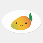 Cute Kawaii Smiling Mango Ovale Sticker (Voorkant)