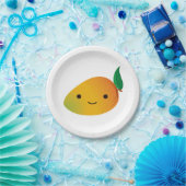 Cute Kawaii Smiling Mango Papieren Bordje (Feest)