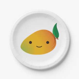 Cute Kawaii Smiling Mango Papieren Bordje