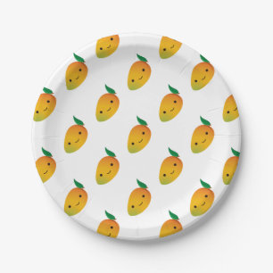 Cute Kawaii Smiling Mango Papieren Bordje