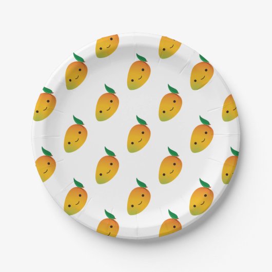 Cute Kawaii Smiling Mango Papieren Bordje (Voorkant)