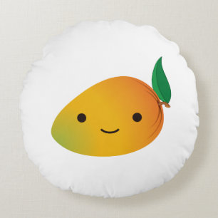 Cute Kawaii Smiling Mango Rond Kussen
