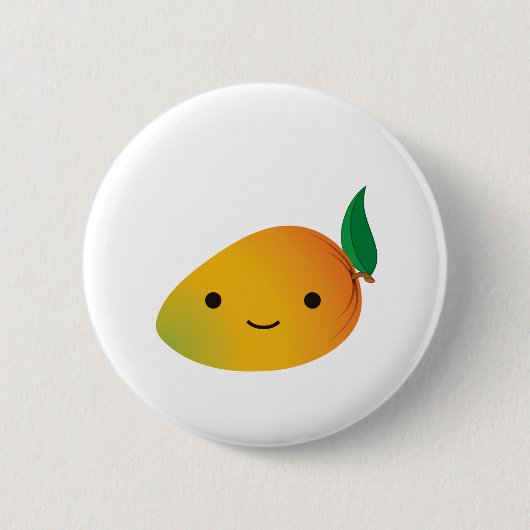 Cute Kawaii Smiling Mango Ronde Button 5,7 Cm (Voorkant)