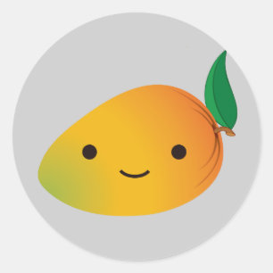 Cute Kawaii Smiling Mango Ronde Sticker