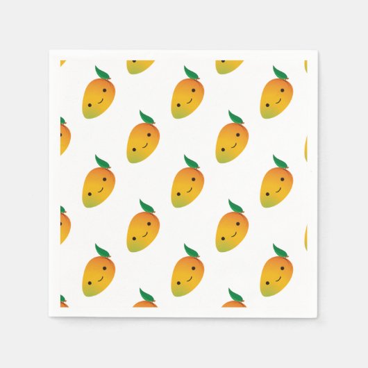 Cute Kawaii Smiling Mango Servetten (Voorkant)