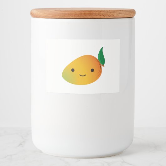 Cute Kawaii Smiling Mango Voedselcontainer Etiket (Voorkant)