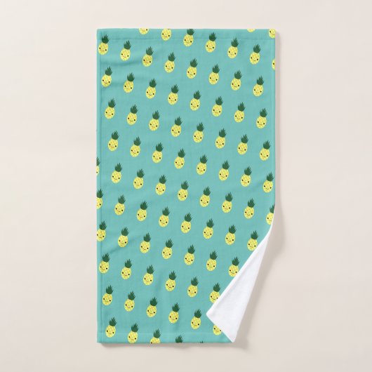 Cute Kawaii Smiling Pineapple Pattern Bad Handdoek (Handdoek)