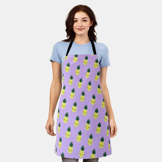 Cute Kawaii Smiling Pineapple Pattern Schort (Gedragen)