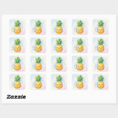 Cute Kawaii Smiling Pineapple Vierkante Sticker (Vel)