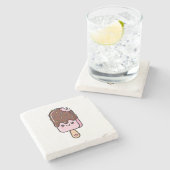 Cute Kawaii Smiling Popsicle Stenen Onderzetter (Zijkant)