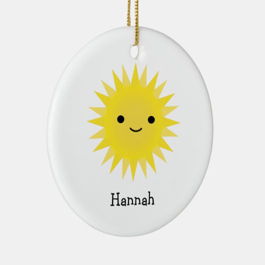 Cute Kawaii Smiling Sun Keramisch Ornament (Rechts)