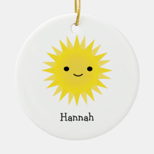 Cute Kawaii Smiling Sun Keramisch Ornament