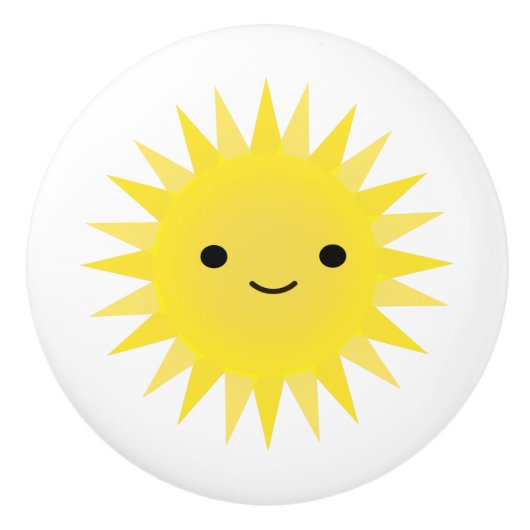 Cute Kawaii Smiling Sun Keramische Knop (Voorkant)
