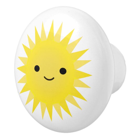 Cute Kawaii Smiling Sun Keramische Knop (Rechts)