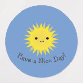 Cute Kawaii Smiling Sun Labels (Design 2)