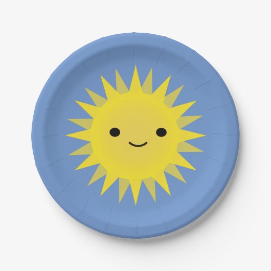 Cute Kawaii Smiling Sun Papieren Bordje (Voorkant)
