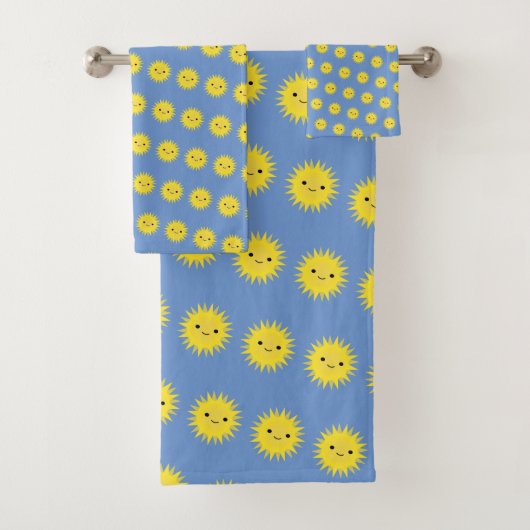 Cute Kawaii Smiling Sun Pattern Bad Handdoek (Insitu)