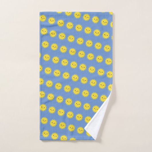 Cute Kawaii Smiling Sun Pattern Bad Handdoek (Handdoek)