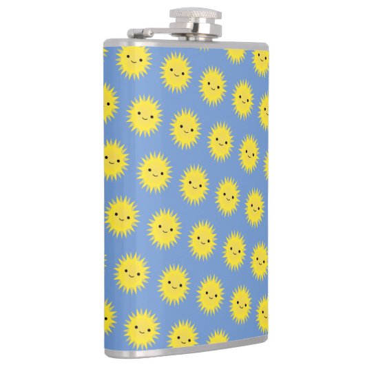 Cute Kawaii Smiling Sun Pattern Heupfles (Rechts)