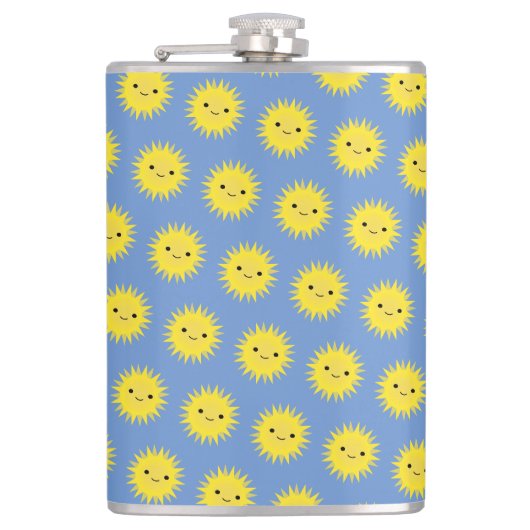 Cute Kawaii Smiling Sun Pattern Heupfles (Voorkant)