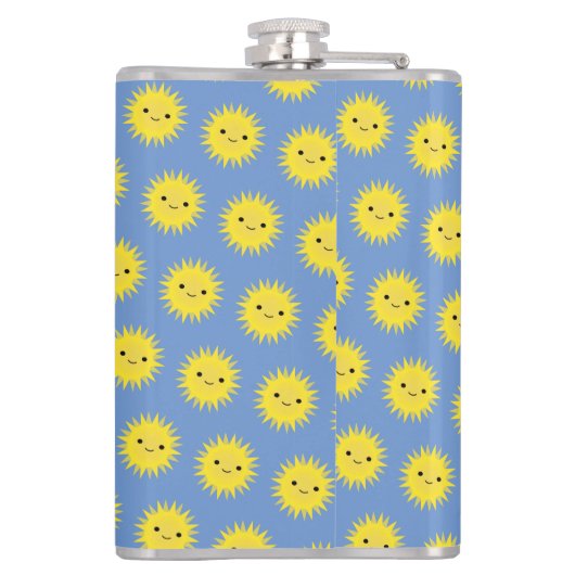 Cute Kawaii Smiling Sun Pattern Heupfles (Achterkant)