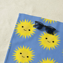Cute Kawaii Smiling Sun Pattern Strandlaken