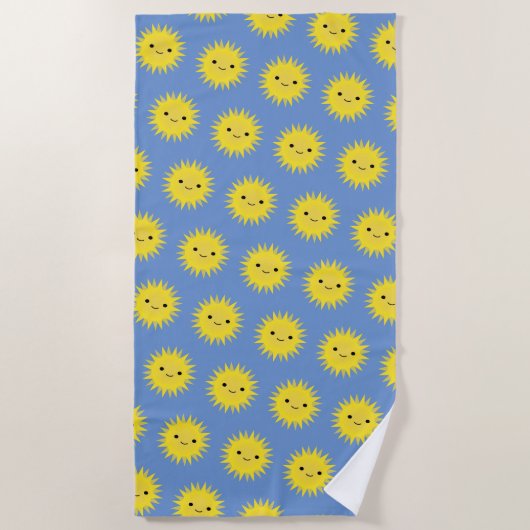 Cute Kawaii Smiling Sun Pattern Strandlaken (Voorkant)